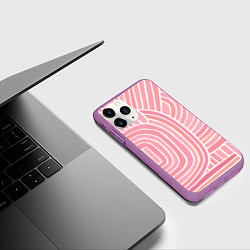 Чехол iPhone 11 Pro матовый Абстрактный узор розовый, цвет: 3D-фиолетовый — фото 2