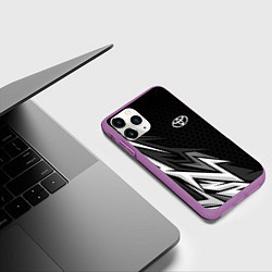 Чехол iPhone 11 Pro матовый Toyota - монохром, цвет: 3D-фиолетовый — фото 2