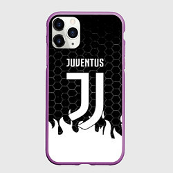 Чехол iPhone 11 Pro матовый Juventus соты огонь, цвет: 3D-фиолетовый