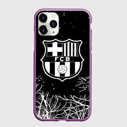 Чехол iPhone 11 Pro матовый Barcelona деревья белые ночь, цвет: 3D-фиолетовый