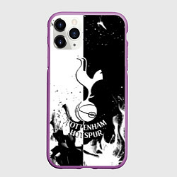 Чехол iPhone 11 Pro матовый Тоттенхэм черно белый огонь, цвет: 3D-фиолетовый