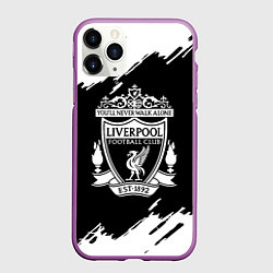 Чехол iPhone 11 Pro матовый Liverpool белые краски штрихи, цвет: 3D-фиолетовый