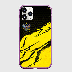 Чехол iPhone 11 Pro матовый Российская империя - Желтые потертости, цвет: 3D-фиолетовый