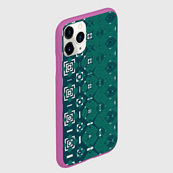Чехол iPhone 11 Pro матовый Изумрудные узоры, цвет: 3D-фиолетовый — фото 2