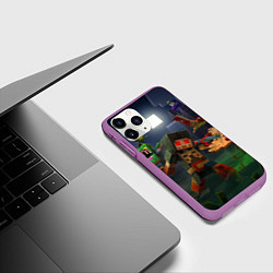 Чехол iPhone 11 Pro матовый Майнкрафт - темная ночь, цвет: 3D-фиолетовый — фото 2