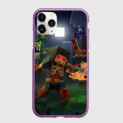 Чехол iPhone 11 Pro матовый Майнкрафт - темная ночь, цвет: 3D-фиолетовый