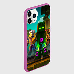 Чехол iPhone 11 Pro матовый Майнкрафт - исследование территории, цвет: 3D-фиолетовый — фото 2