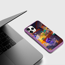 Чехол iPhone 11 Pro матовый Подземелье с мобами, цвет: 3D-фиолетовый — фото 2