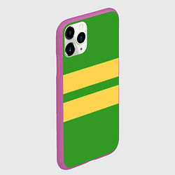 Чехол iPhone 11 Pro матовый Фриск андертейл - полоски на зеленом, цвет: 3D-фиолетовый — фото 2