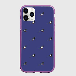 Чехол iPhone 11 Pro матовый Сорока на фиолетовом - паттерн, цвет: 3D-фиолетовый