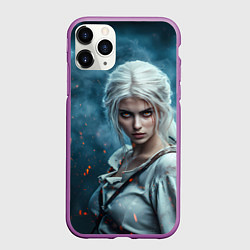 Чехол iPhone 11 Pro матовый Цири с огненными глазами, цвет: 3D-фиолетовый