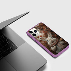 Чехол iPhone 11 Pro матовый Зайчишка в шарфе, цвет: 3D-фиолетовый — фото 2