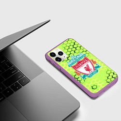 Чехол iPhone 11 Pro матовый Ливерпуль кислотные соты, цвет: 3D-фиолетовый — фото 2