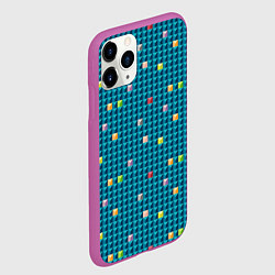 Чехол iPhone 11 Pro матовый Синяя мозаика с цветными акцентами, цвет: 3D-фиолетовый — фото 2