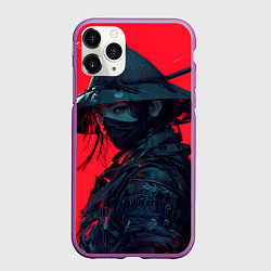Чехол iPhone 11 Pro матовый Девушка самурай, цвет: 3D-фиолетовый