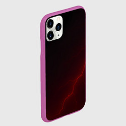 Чехол iPhone 11 Pro матовый Красная молния на черном, цвет: 3D-фиолетовый — фото 2