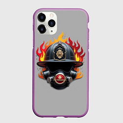 Чехол iPhone 11 Pro матовый Пожарник, цвет: 3D-фиолетовый