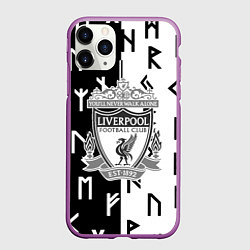 Чехол iPhone 11 Pro матовый Liverpool символы текстура, цвет: 3D-фиолетовый