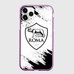 Чехол iPhone 11 Pro матовый ROMA черно белые штрихи, цвет: 3D-фиолетовый