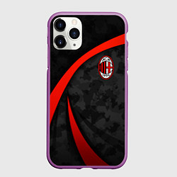 Чехол iPhone 11 Pro матовый Камуфляж - ФК Милан, цвет: 3D-фиолетовый