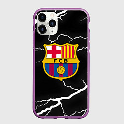 Чехол iPhone 11 Pro матовый Barcelona черно белые молнии, цвет: 3D-фиолетовый