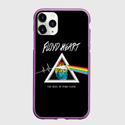 Чехол iPhone 11 Pro матовый Pink Floyd сердце, цвет: 3D-фиолетовый