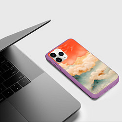 Чехол iPhone 11 Pro матовый Объемные Японские волны текстура, цвет: 3D-фиолетовый — фото 2