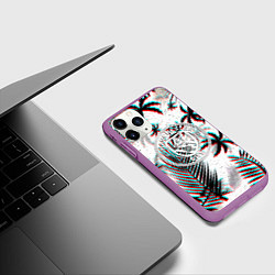Чехол iPhone 11 Pro матовый Манчестер сити глитч тропики, цвет: 3D-фиолетовый — фото 2