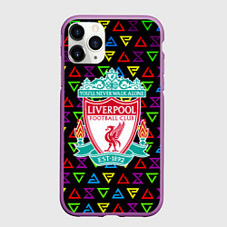 Чехол iPhone 11 Pro матовый Liverpool pattern neon, цвет: 3D-фиолетовый