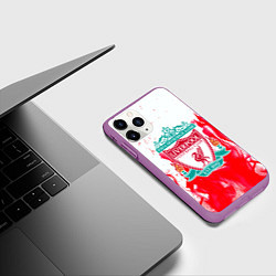Чехол iPhone 11 Pro матовый Liverpool розовый огонь, цвет: 3D-фиолетовый — фото 2