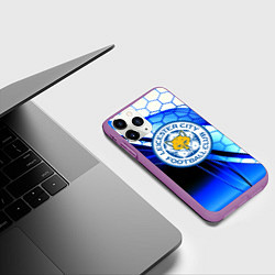 Чехол iPhone 11 Pro матовый Лестер сити броня соты, цвет: 3D-фиолетовый — фото 2