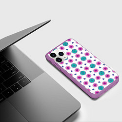 Чехол iPhone 11 Pro матовый Цветочно-геометрический паттерн, цвет: 3D-фиолетовый — фото 2