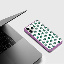 Чехол iPhone 11 Pro матовый Цветочная текстура, цвет: 3D-фиолетовый — фото 2