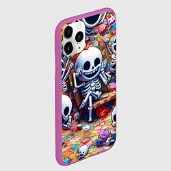 Чехол iPhone 11 Pro матовый Смеющиеся прикольные скелетики - нейроарт, цвет: 3D-фиолетовый — фото 2