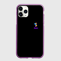 Чехол iPhone 11 Pro матовый Night beach, цвет: 3D-фиолетовый