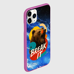 Чехол iPhone 11 Pro матовый Break it злой медведь, цвет: 3D-фиолетовый — фото 2