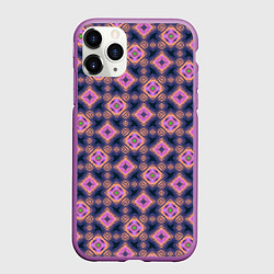 Чехол iPhone 11 Pro матовый Фиолетово-розовый геометрический паттерн, цвет: 3D-фиолетовый