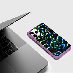 Чехол iPhone 11 Pro матовый Абстракция капли воды, цвет: 3D-фиолетовый — фото 2