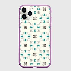 Чехол iPhone 11 Pro матовый Узорчатый паттерн в квадратных ячейках, цвет: 3D-фиолетовый