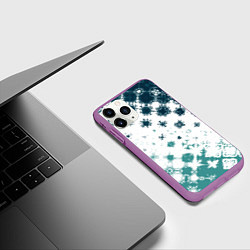 Чехол iPhone 11 Pro матовый Узорчатые пятна по диагонали, цвет: 3D-фиолетовый — фото 2