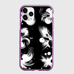 Чехол iPhone 11 Pro матовый Чёрно-белый абстрактный паттерн, цвет: 3D-фиолетовый