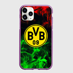 Чехол iPhone 11 Pro матовый Borussia красно зеленый огонь, цвет: 3D-фиолетовый