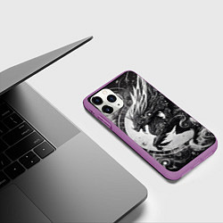 Чехол iPhone 11 Pro матовый Cyber dragon - ai art fantasy, цвет: 3D-фиолетовый — фото 2