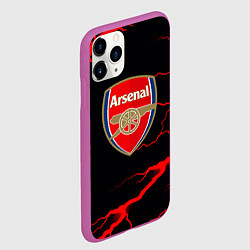 Чехол iPhone 11 Pro матовый Arsenal красные молнии, цвет: 3D-фиолетовый — фото 2