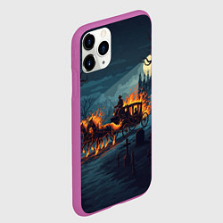 Чехол iPhone 11 Pro матовый Призраки в горящей конной повозке, цвет: 3D-фиолетовый — фото 2