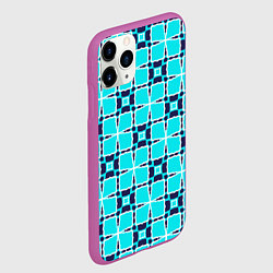 Чехол iPhone 11 Pro матовый Абстрактная решетка на бирюзовом, цвет: 3D-фиолетовый — фото 2