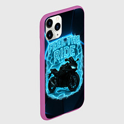 Чехол iPhone 11 Pro матовый Feel the ride неоновый мото, цвет: 3D-фиолетовый — фото 2