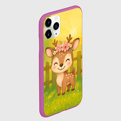 Чехол iPhone 11 Pro матовый Милый олененок на зеленом дворе, цвет: 3D-фиолетовый — фото 2