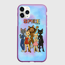 Чехол iPhone 11 Pro матовый Spice girls кошки из 90х, цвет: 3D-фиолетовый