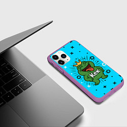 Чехол iPhone 11 Pro матовый Кек веселая лягушка мем, цвет: 3D-фиолетовый — фото 2